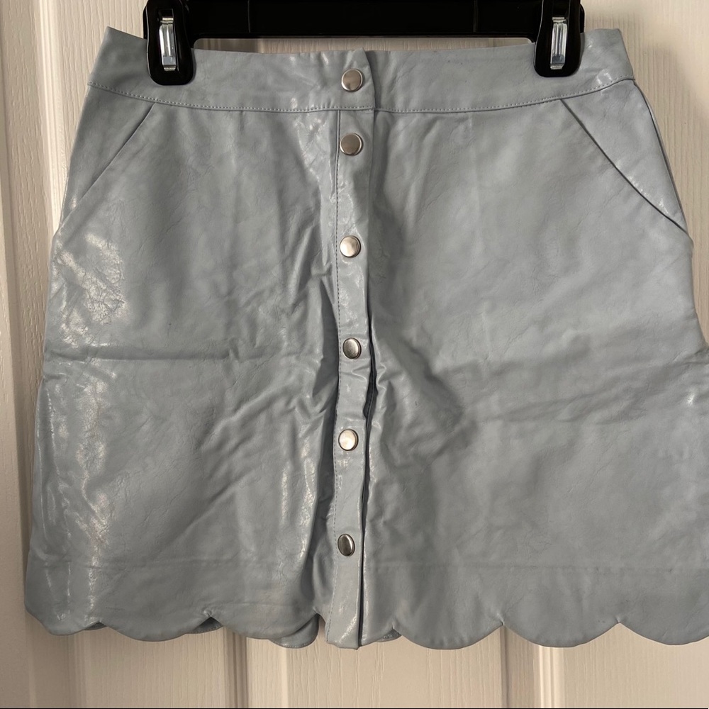 Faux Leather Scalloped Skirt